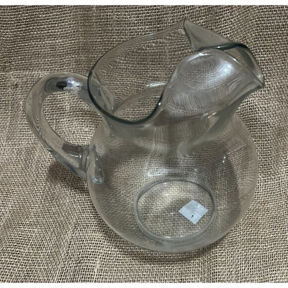 Glass Pitcher with Handle Handmade 10" with Molded Pour Spout - Picture 1 of 12